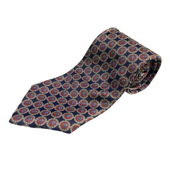 Town Craft Neck Tie Black Red Tan Geometric Silk USA 61.5x4 Suit Professional - Picture 1 of 7